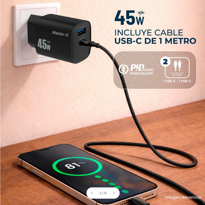 Cargador 45W Carga Rápida Cable UCB-C Master-G