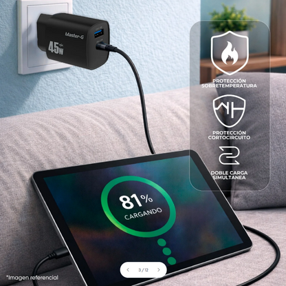 Cargador 45W Carga Rápida Cable UCB-C Master-G