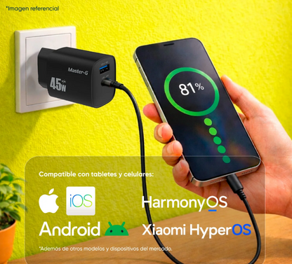 Cargador 45W Carga Rápida Cable UCB-C Master-G