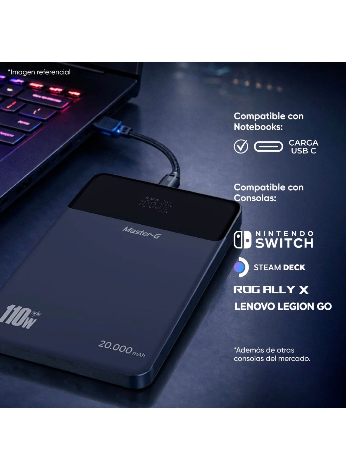 Batería Slim Portátil Notebook 20000Mah 110W PD Master-G