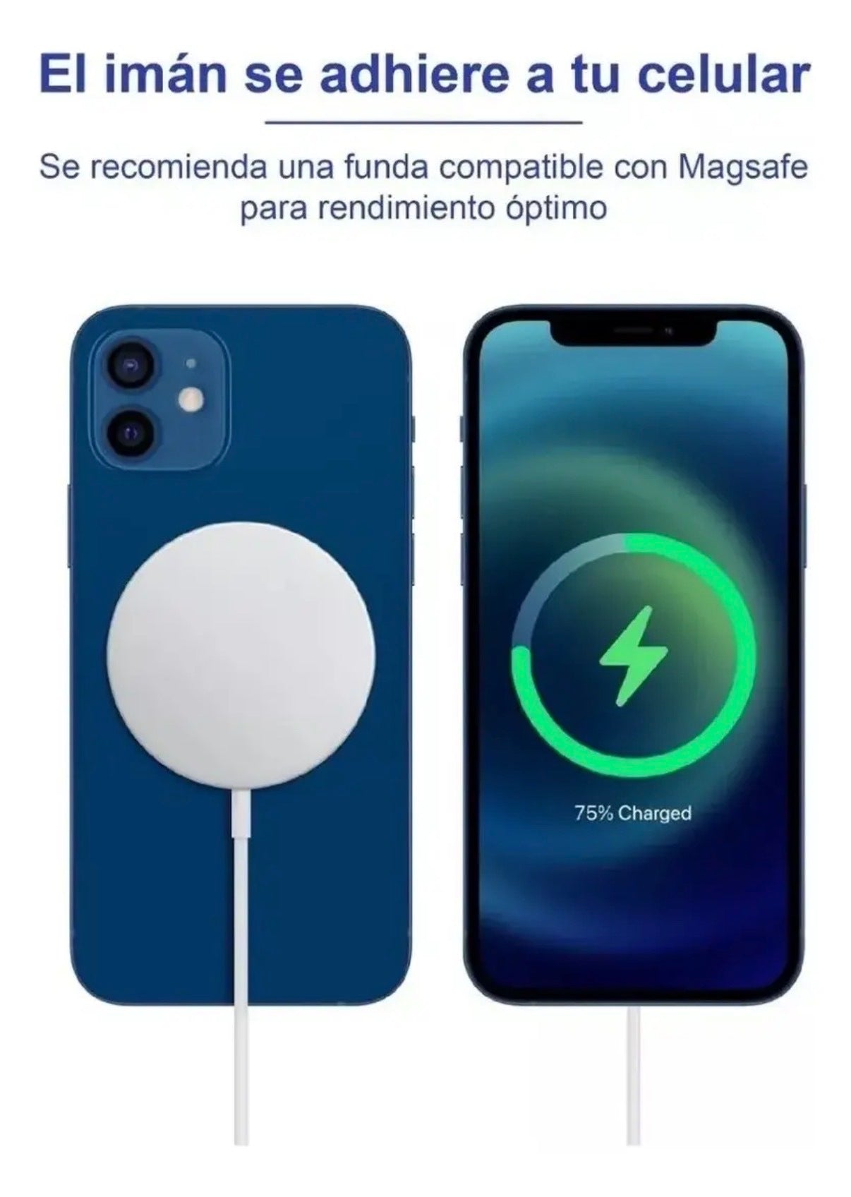 Cargador Inalámbrico Magnetico Para Iphone Magsafe Color Blanco USB-C