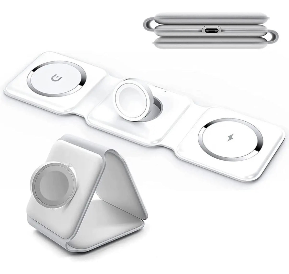 Cargador Inalámbrico Rápido 3 en 1 Vidvie Magsafe para iPhone, Apple Watch y Airpods