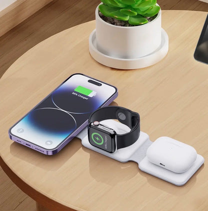 Cargador Inalámbrico Rápido 3 en 1 Vidvie Magsafe para iPhone, Apple Watch y Airpods