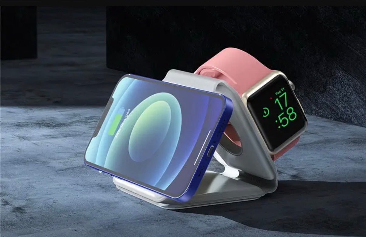 Cargador Inalámbrico Rápido 3 en 1 Vidvie Magsafe para iPhone, Apple Watch y Airpods