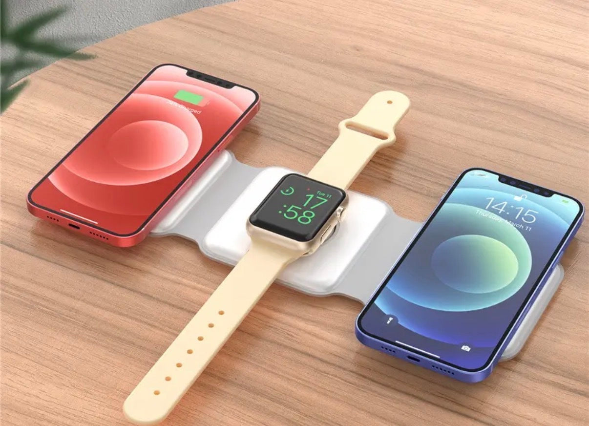 Cargador Inalámbrico Rápido 3 en 1 Vidvie Magsafe para iPhone, Apple Watch y Airpods